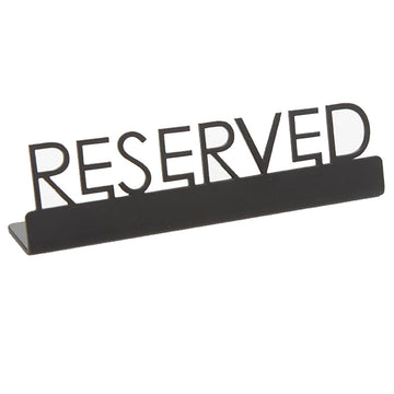 Stainless Steel Reserved Sign by American Metalcraft – 4.95x0.80x1.15, Stainless Steel, Black, Model SBR5