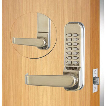 Mechanical Tubular Lockset w/2-3/4 Latch by Codelocks – 6"L x 1.56"W x 5.56"H, Zinc, Stainless Steel, Model CL415-SS