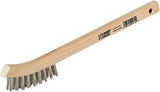 Forney 70506 Wire Scratch Brush, Stainless Steel with Wood Handle, 7-3/4-Inch-by-.006-Inch