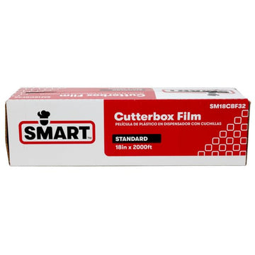 SMART Clear Cling Film Wrap with Cutterbox – SM18CBF32, 18" x 2000' x Standard 32 Gauge | 1/Each