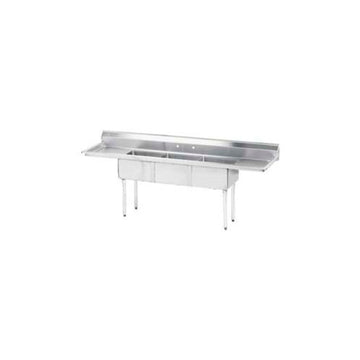 Economy 60" x 20" Triple Fabricated Bowl Scullery Sink by Advance Tabco – Stainless Steel, Silver, Model FE-3-1014-15RLX