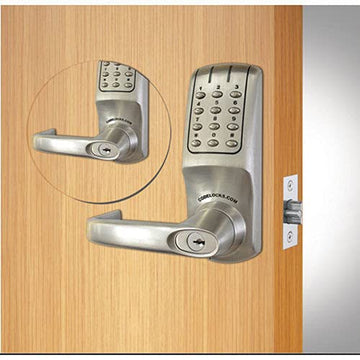 ANSI Grade 2 Dual Key Pad Heavy Duty Electronic Lockset by Codelocks – 7.5"L x 2.75"W x 7.75"H, Zinc, Brushed Steel, Model CL5210IC-BB-BS