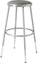 Global Industrial Shop Stool w/Vinyl Upholstered Seat/Steel Frame 24"-33" Adjustable Height Gray