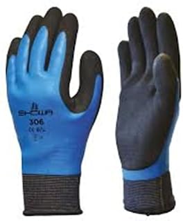 SHOWA 306 Breathable Water-Repellent Work Gloves, Dual Latex Grip, 13-Gauge Seamless Knit (12-Pairs)