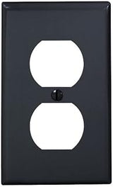 Leviton 1-Gang Duplex Device Receptacle Wallplate, Standard Size, Thermoplastic Nylon, Device Mount, 80703-E, Black