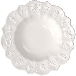 Villeroy & Boch Delight Royal Classic Deep Plate, 23,5 cm | White porcelain deep plate, Christmas relief pattern, dishwasher and microwave safe, ideal for a hearty holiday soup