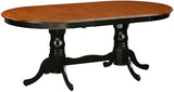 Furnifact Black Oval Double Pedestal Dining Table, Butterfly Leaf Extension, Traditional Wood, Seats 8 Guests, Comfortable Dining Room Furniture