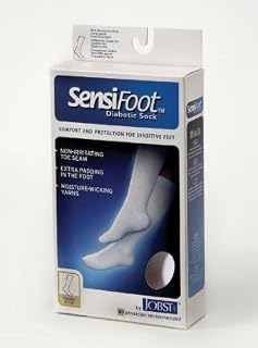 110833 SensiFoot 8-15 mmHg Unisex Knee High Diabetic Mild Support Socks - Size & Color- White, Large by Jobst