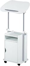 White Sit-to-Stand Rolling Laptop Cart with Storage, Adjustable Height, Durable Construction, Ideal for Office, Homework, or Workspace