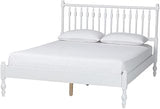 Baxton Studio Callison Spindle Platform Bed Turned Bed Frame White Queen