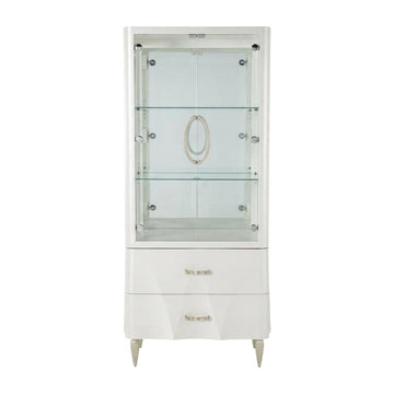 Display Cabinet Creamy Pearl with Glass Doors by Bison office – Solid; Manufactured Wood, Beige