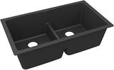 Elkay ELGDULB3322MB0 Quartz Classic 33" x 19" x 10" Double Bowl Undermount Sink with Aqua Divide, Matte Black