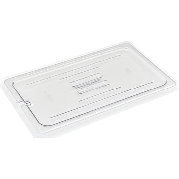 Full-Size Clear Polycarbonate Notched Food Pan Cover w/Handle - 20 7/8" L x 12 4/5" W by HUBERT – Polycarbonate (PC), Clear, Model 107006