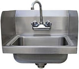 Wall Mount Hand Sink w/ 14"L x 10"W x 5"D Bowl, Side Splashes