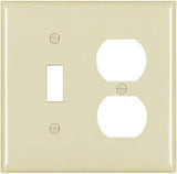 Pass & Seymour Legrand TP18-I 2-Gang Combination Toggle Switch Duplex Receptacle Wall Plate, Trademaster Size, Unbreakable Thermoplastic, Ivory