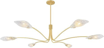 Hudson Valley Lighting Tenafly 6-Light Chandelier | Aged Brass Frame with White Swirl Piastre Glass Shades | Modern Floral-Inspired Chandelier for Dining Room or Entryway | 4906-AGB