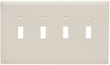 Legrand Pass & Seymour TPJ4LA Trademaster Jumbo Oversized Unbreakable Nylon Wall Plate, 4 Gang, Four Toggle Cover, Light Almond (1 Count)