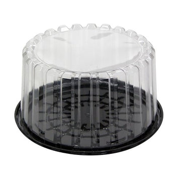 Deep Plas Cake Cntnr 8In W/Dome Lid Bla/Cle 2/ by PACTIV – APET Plastic, Black Base, Clear Lid, Model PAC YEH89801