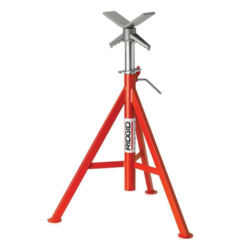 Model VJ-99 V Head High Pipe Stand by RIDGID – 23.5"L x 31"W x 23.5"H, Alloy Steel, red, Model 56662