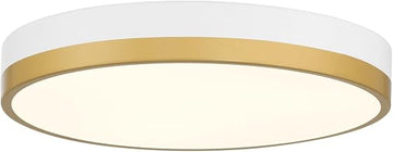20823LEDD-WWA/WHT Coco - 30W 1 LED Flush Mount-3 Inches Tall and 15 Inches Wide, Finish Color: White/Antique Brushed Brass