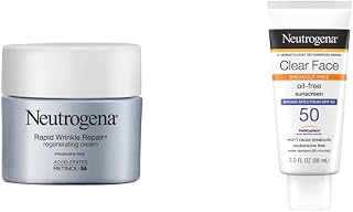 Neutrogena Rapid Wrinkle Repair Hyaluronic Acid Retinol Cream, Anti Wrinkle Cream Clear Face Liquid Lotion Sunscreen for Acne-Prone Skin