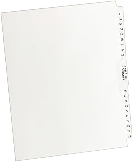 Avery Legal Exhibit Dividers, Side Tab, 51-75, White, 1 Set