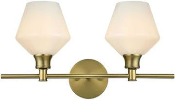 Gene 2 Light Satin Gold and Frosted White Glass Wall Sconce