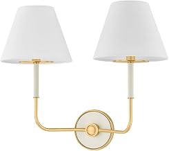 Hudson Valley Lighting MDS2201-AGB/OW Wedgewood - 2 Light Wall Sconce - 16 Inches Tall and 19 Inches Wide - Aged Brass/Off-White