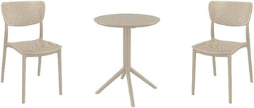 Compamia Lucy Round Bistro Set 3 Piece with 24 inch Table Top Taupe