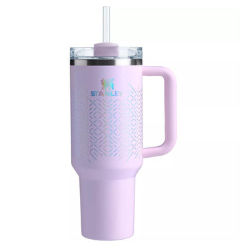 Quencher 40 Ounce Vacuum Insulated Stainless Steel Tumbler with Handle Lid and Straw by STANLEY – 39.9 Ounces, 1.18 liters, Stainless Steel, Pink Icicle Gloss, Model 43902PT
