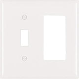 Legrand Pass & Seymour SP126WU Plastic Wall Plate, 2 Gang, Combination One Toggle Switch and One Decorator Rocker GFCI, White (1 Count)