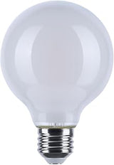 Satco S12153 8W LED G25 Globe Bulb, Warm Dimming 3000K-2000K, 800 Lumens, 90 CRI, 60W Replacement, White Globe, E26 Medium Base, Enclosed Fixture Rated, Dimmable, 120 Volt (24 Pack)