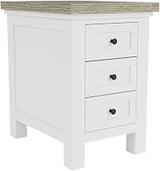 Furnifact Beige Wooden 3 Drawer End Table, Compact Bedside Table with Storage Drawers, Stylish Solution for Bedroom or Living Room Organization