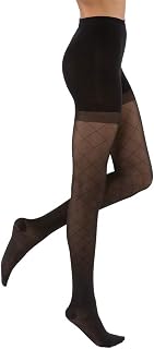 JOBST UltraSheer Diamond Pattern 20-30 mmHg Waist High Compression Pantyhose Stockings, Closed Toe, Small, Classic Black