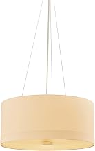Hudson Valley Lighting Ashland 4-Light Pendant | Aged Brass with White Linen Drum Shade | Modern Classic Fabric Pendant Ceiling Light | 8923-AGB