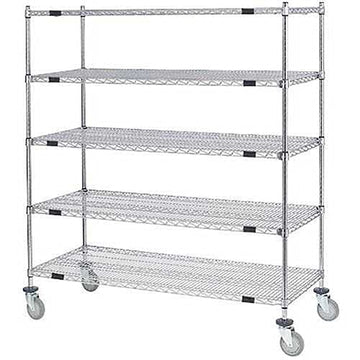 Open Sided Wire Exchange Truck by Nexel – 48"L x 24"W x 69"H, 12-Gauge Powder Coated Steel, Chrome, Model 558801A