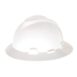 V-Gard Full-Brim Hard Hat with Fas-Trac III Ratchet Suspension | Polyethylene Shell by MSA – Standard, Polyethylene, White, Model 475369