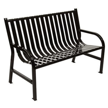 Slatted Metal Bench by Witt Industries – 50"L x 24"W x 34"H, Alloy Steel, Black, Model M4-BCHBK