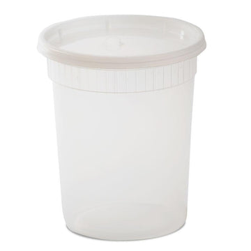 Plastic Soup/Food Container with Lids by YW – 1, 32.0 ounces, Plastic, Clear, Pack of 240