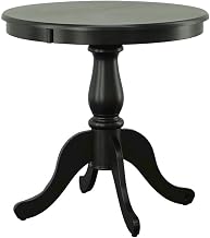 Furnifact Rubberwood Pedestal Dining Table with Veneer Top, Round Small Kitchen Table and Circle Dining Room Breakfast Table for 4, Antique Black