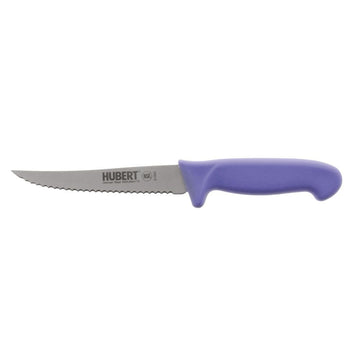 Scalloped Utility Knife Stainless Steel with Purple Polypropylene Handle - 5" L Blade by HUBERT – 5", Stainless Steel, Silver