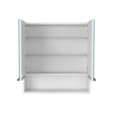 25-inch Tall Double Door Mirror Cabinet with Open Shelf by tatacoa – Engineered Wood, White