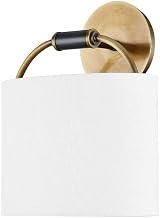 Troy Lighting Pete 11.75" Wall Light | Patina Brass Finish | White Linen Shade | Transitional 1-Light Wall Fixture | Made of Steel and Linen | 9.75" W x 11.75" H x 6.75" E | B8712-PBR