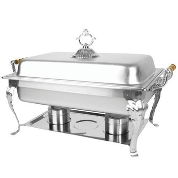 SLRCF8532, 8-Quart Full Size Chafer with Wood Handle, Commercial Stainless Steel Chafing Dish by THUNDER GROUP – Stainless Steel, Model 3214135