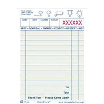 National Checking 3516SP Guest Checks by NCCO – Model 186-013