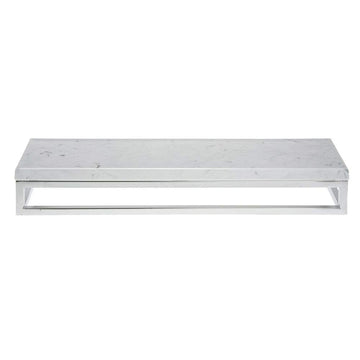 Cerve Collection Chrome Display Riser with Marble Top - 3 1/5"H by HUBERT – Metal, Grey, Model 53034+34778