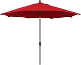 California Umbrella 11' Round Aluminum Market Umbrella, Crank Lift, Auto Tilt, Bronze Pole, Sunbrella Spectrum, Jockey Red