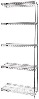 QUANTUM STORAGE SYSTEMS AD63-3072S-5 Wire Shelves Add-On Kit for WR63-3072S-5 Stainless Steel 5 Shelves 63" H x 72" W x 30" D