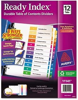 Wilson Jones MultiDex Index Dividers, 12 Tabs, for 8.5 x 11 Inch Sheets, Multicolored Tabs Numbered in Black (W91203B)