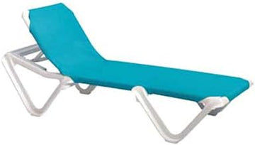 Grosfillex 99101241 Stackable Nautical Chaise Without Arms (Case of 12) White Frame, Turquoise Color